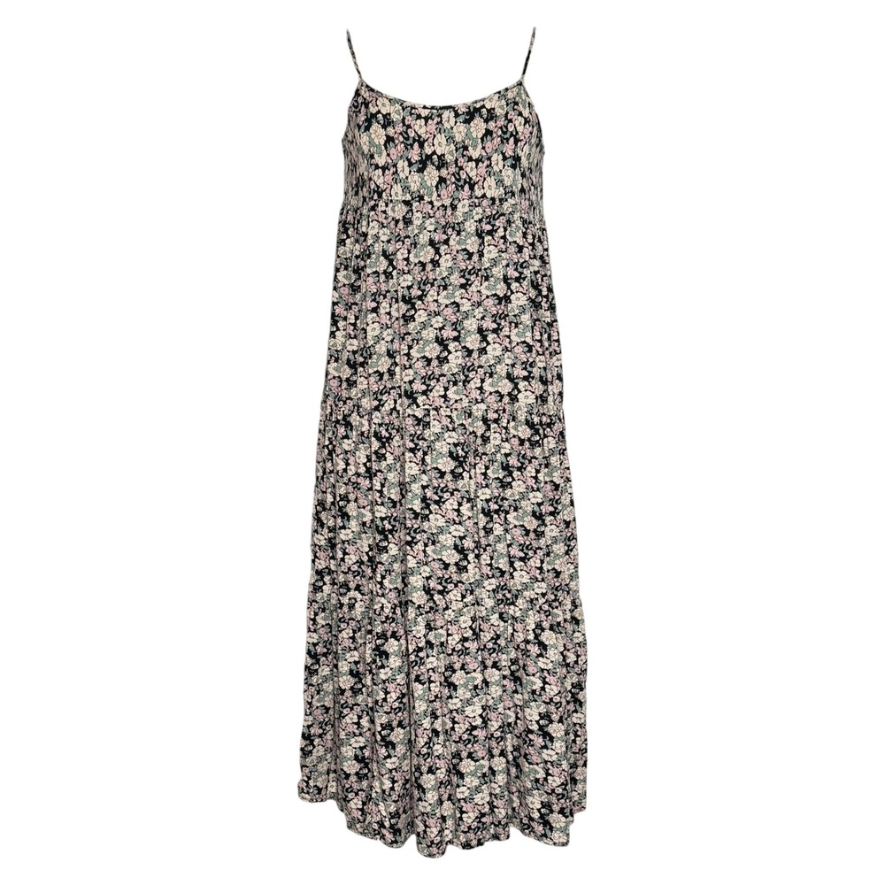 Natural Life Maxi Sundress Ditsy Floral Tiered Flowy Boho Cottagecore Prairie S